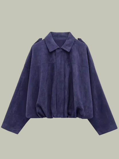 Ladies Large Fake Suede Coat for Fashion Look