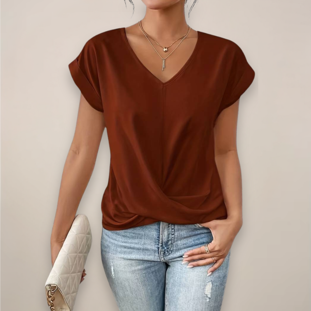 Fashionable Ladies V-Neck Summer Tee