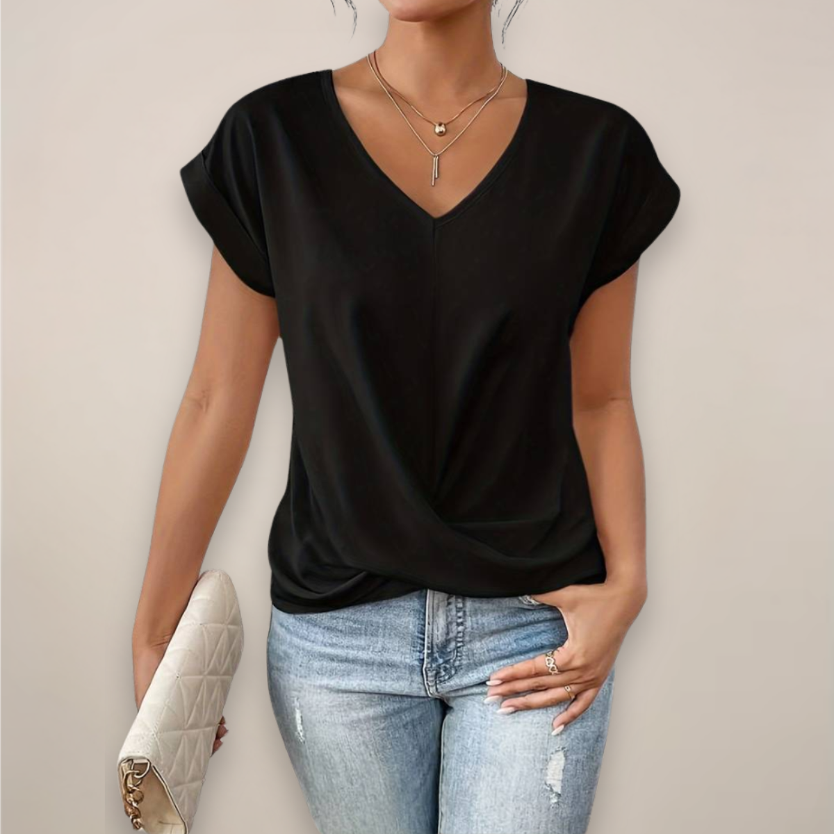 Fashionable Ladies V-Neck Summer Tee - Nocini