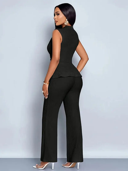 Elegant Ladies' Off Shoulder Jumpsuit Set