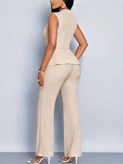 Elegant Ladies' Off Shoulder Jumpsuit Set