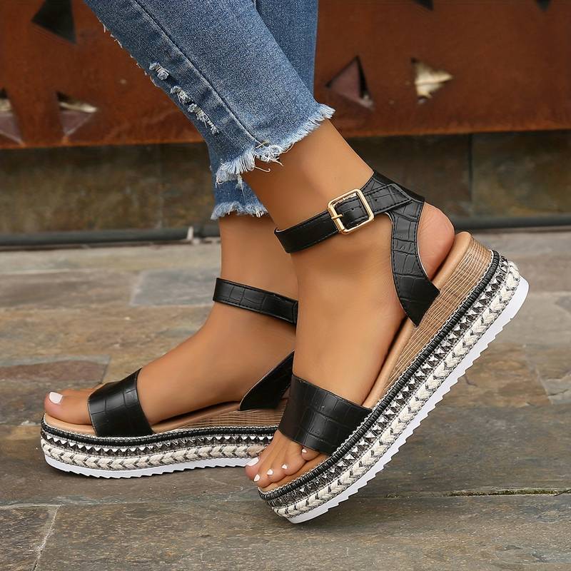 Chic Ladies High Heel Summer Sandals with Buckle Strap