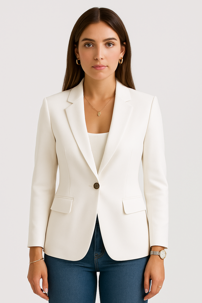 Elegant White Jacket for Women - Classic Tailored Fit - Nocini