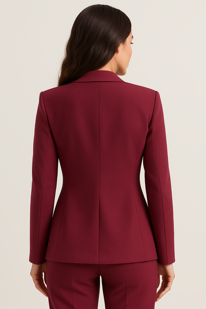 Elegant Burgundy Women's Blazer – Classic Fit Jacket