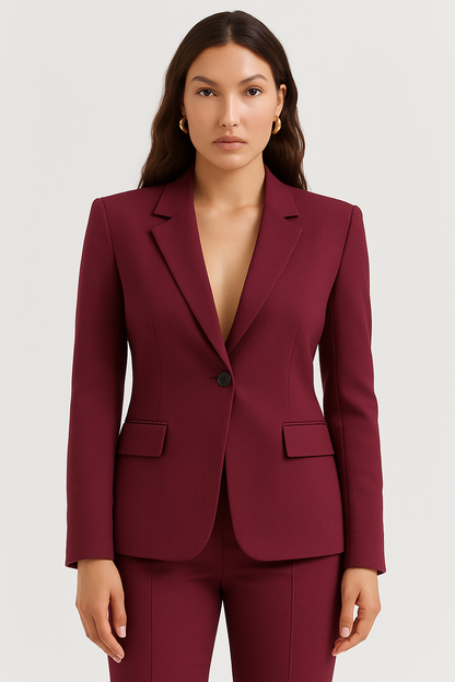 Elegant Burgundy Women's Blazer – Classic Fit Jacket - Nocini