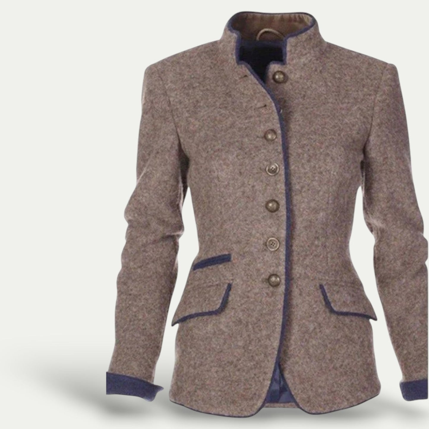 Classic Fit Short Jacket for Women with Stand Up Collar