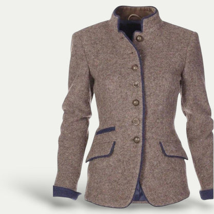 Classic Fit Short Jacket for Women with Stand Up Collar