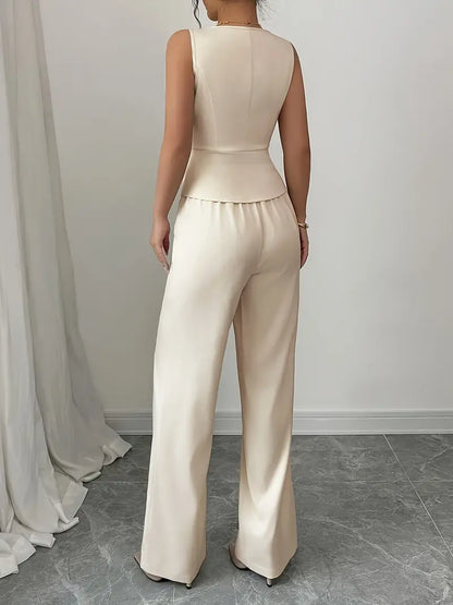 Elegant Beige Formal Pants Set for Women