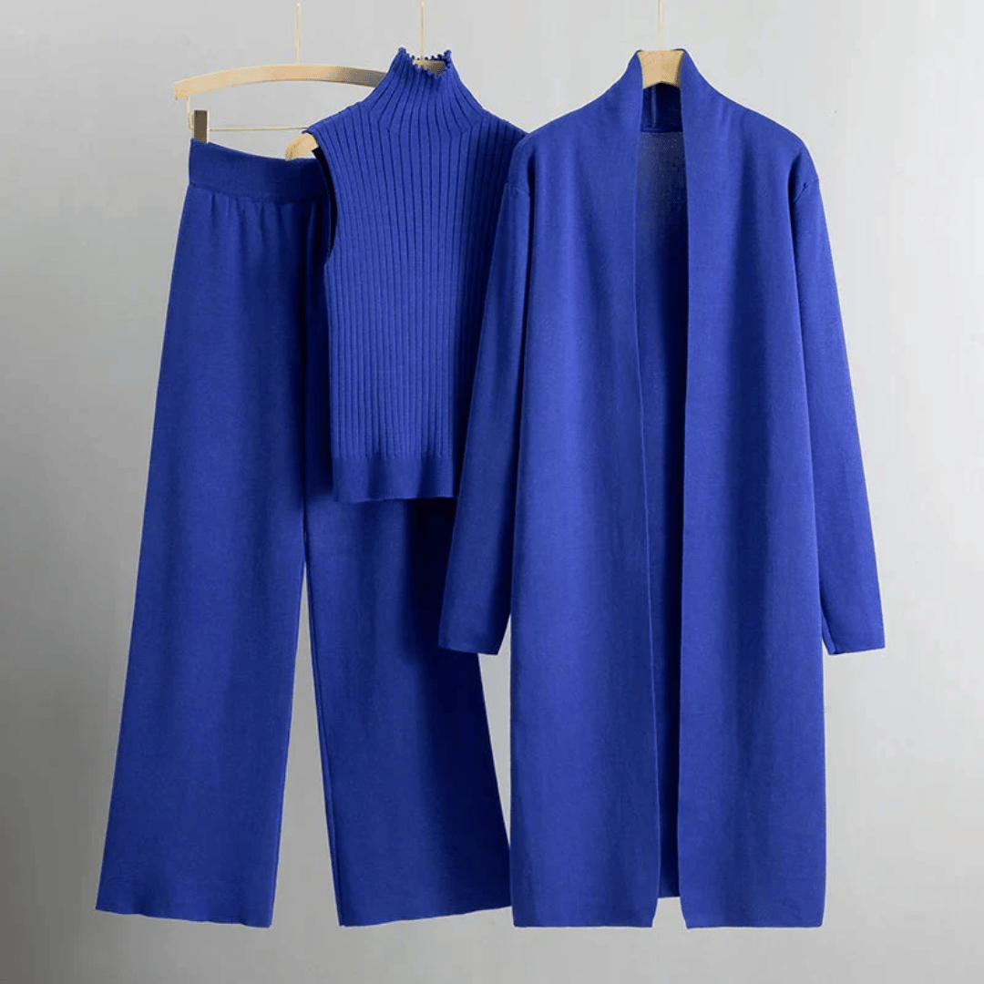 Comfortable Ribbed Knit Sweat Suit