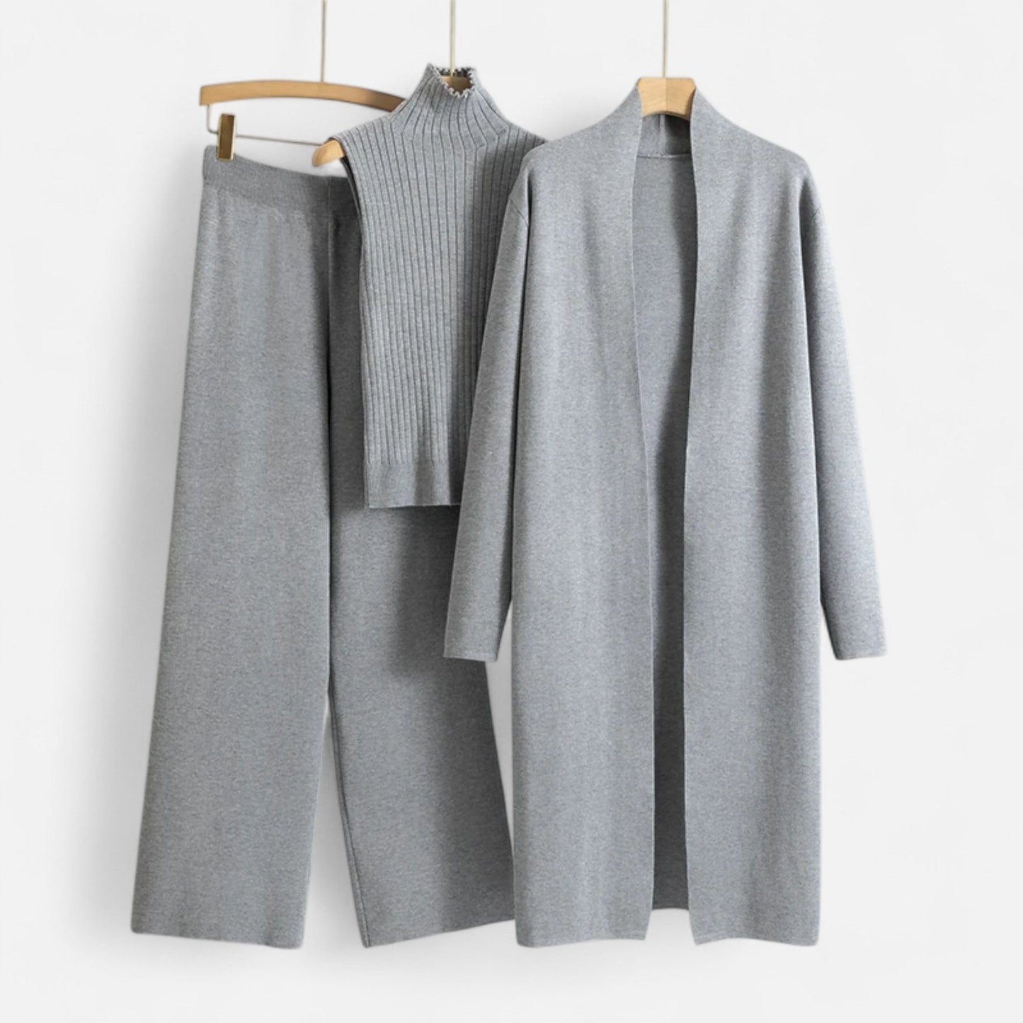 Stylish 3 Piece Women's Suit: Vest Top, Wide Leg Pants & Cardigan