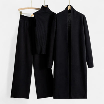 Stylish 3 Piece Women's Suit: Vest Top, Wide Leg Pants & Cardigan