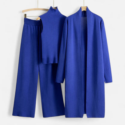 Stylish 3 Piece Women's Suit: Vest Top, Wide Leg Pants & Cardigan