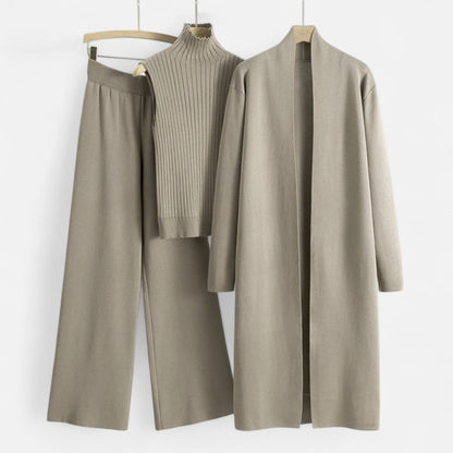 Stylish 3 Piece Women's Suit: Vest Top, Wide Leg Pants & Cardigan