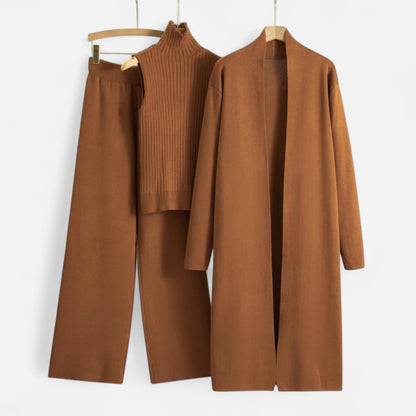 Stylish 3 Piece Women's Suit: Vest Top, Wide Leg Pants & Cardigan