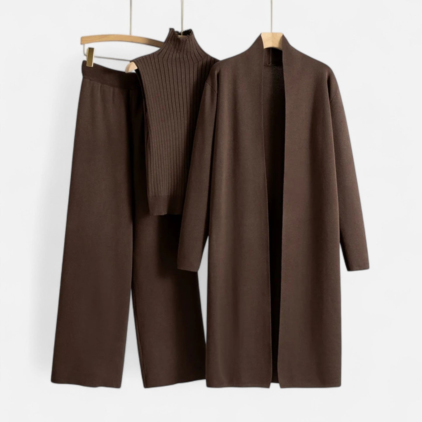 Stylish 3 Piece Women's Suit: Vest Top, Wide Leg Pants & Cardigan