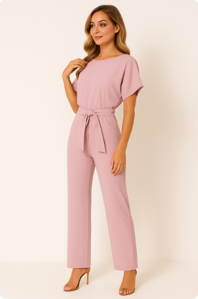 Elegant Ladies' Casual Summer Jumpsuit with Tie Waist