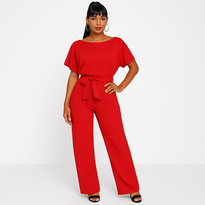 Elegant Ladies' Casual Summer Jumpsuit with Tie Waist