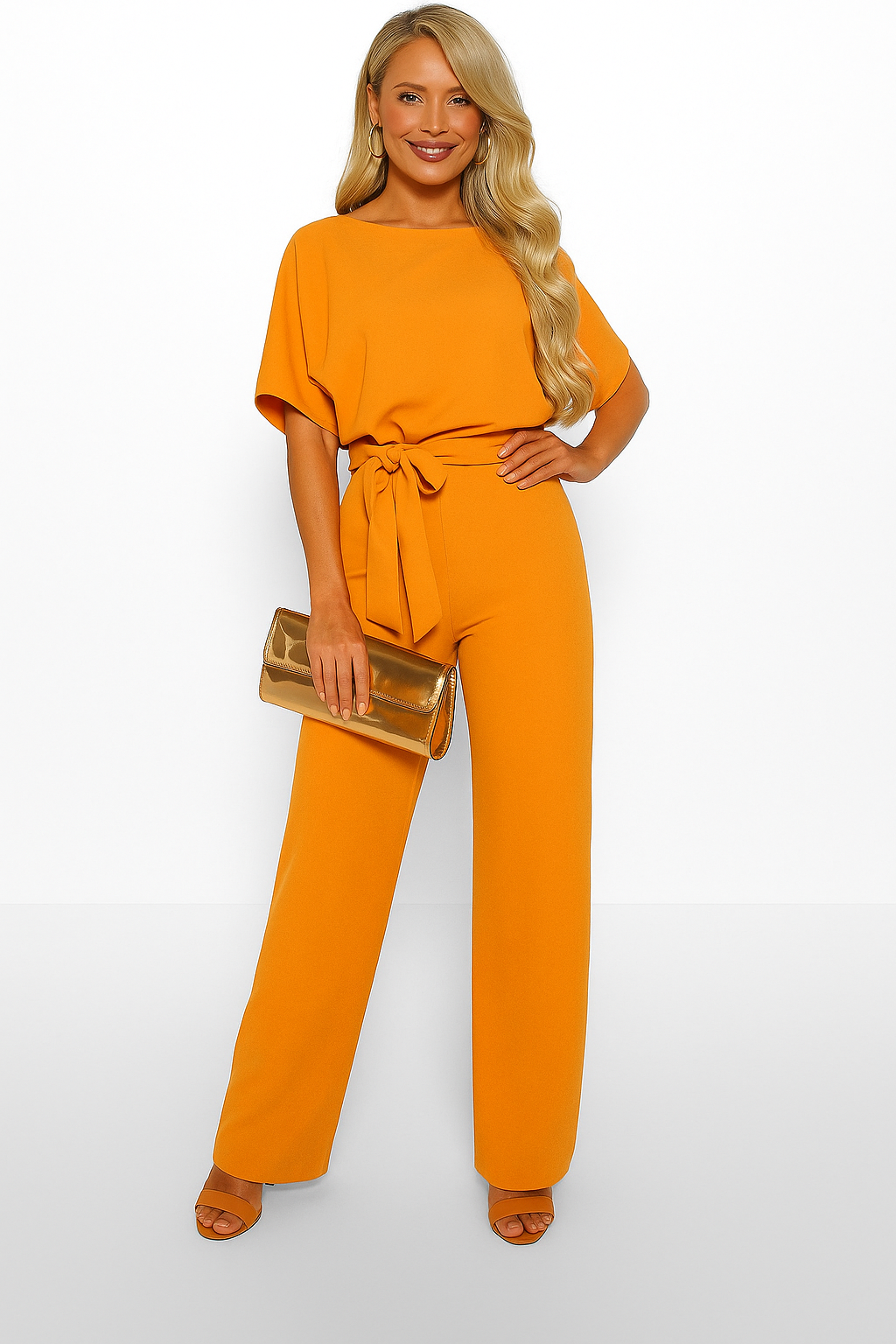 Elegant Ladies' Casual Summer Jumpsuit with Tie Waist