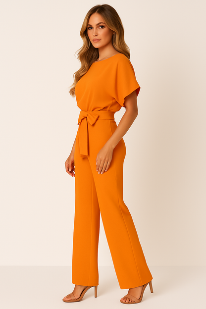Elegant Ladies' Casual Summer Jumpsuit with Tie Waist