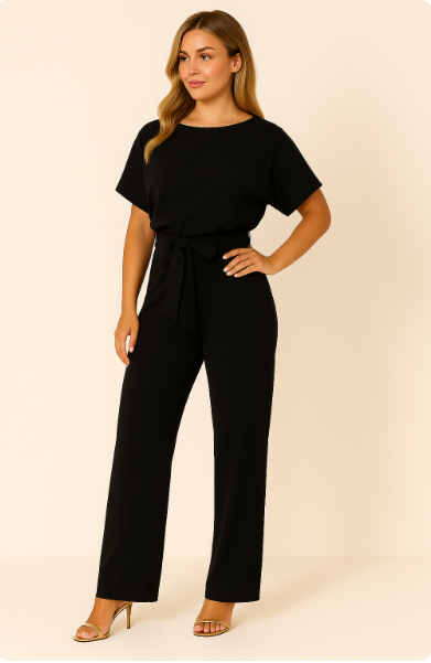 Elegant Ladies' Casual Summer Jumpsuit with Tie Waist