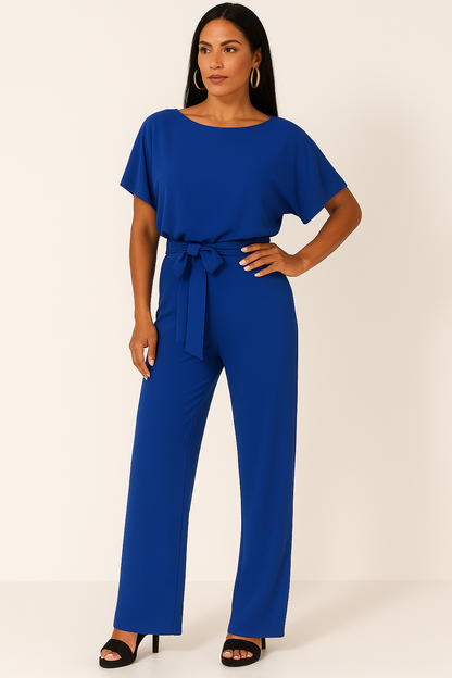 Elegant Ladies' Casual Summer Jumpsuit with Tie Waist