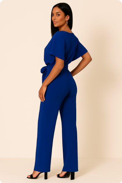 Elegant Ladies' Casual Summer Jumpsuit with Tie Waist