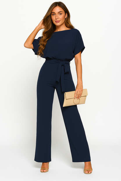 Elegant Ladies' Casual Summer Jumpsuit with Tie Waist