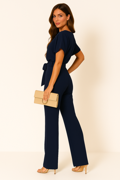 Elegant Ladies' Casual Summer Jumpsuit with Tie Waist