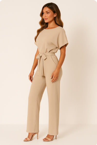 Elegant Ladies' Casual Summer Jumpsuit with Tie Waist - Nocini