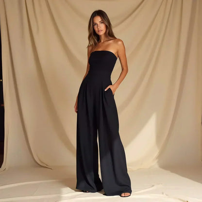 Elegant Ladies' Strapless Jumpsuit with Corset Detail