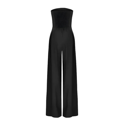Elegant Ladies' Strapless Jumpsuit with Corset Detail