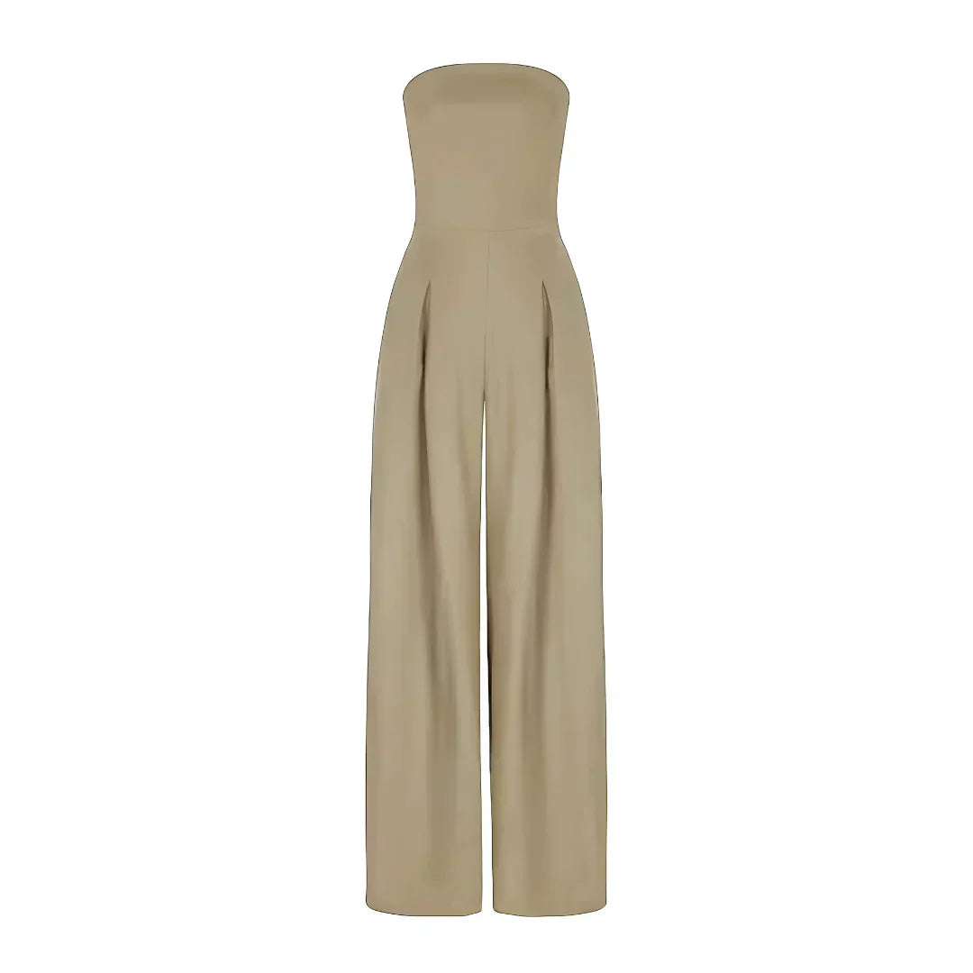 Elegant Ladies' Strapless Jumpsuit with Corset Detail
