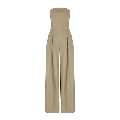Elegant Ladies' Strapless Jumpsuit with Corset Detail
