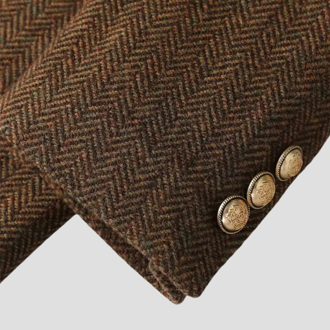 Classic Women's Tweed Jacket with Double Buttons
