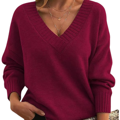 Soft Women's V-Neck Casual Knitted Sweater