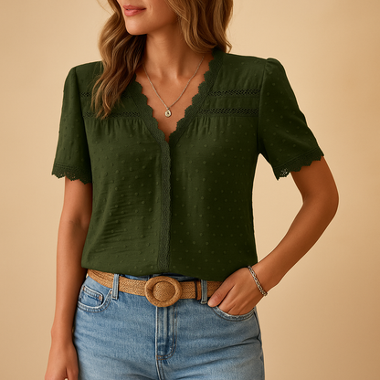 Elegant V-Neck Lace Top for Women