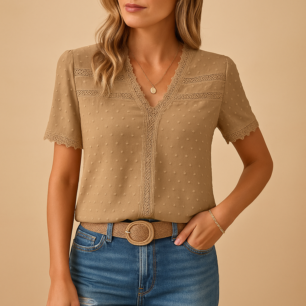 Elegant V-Neck Lace Top for Women - Nocini