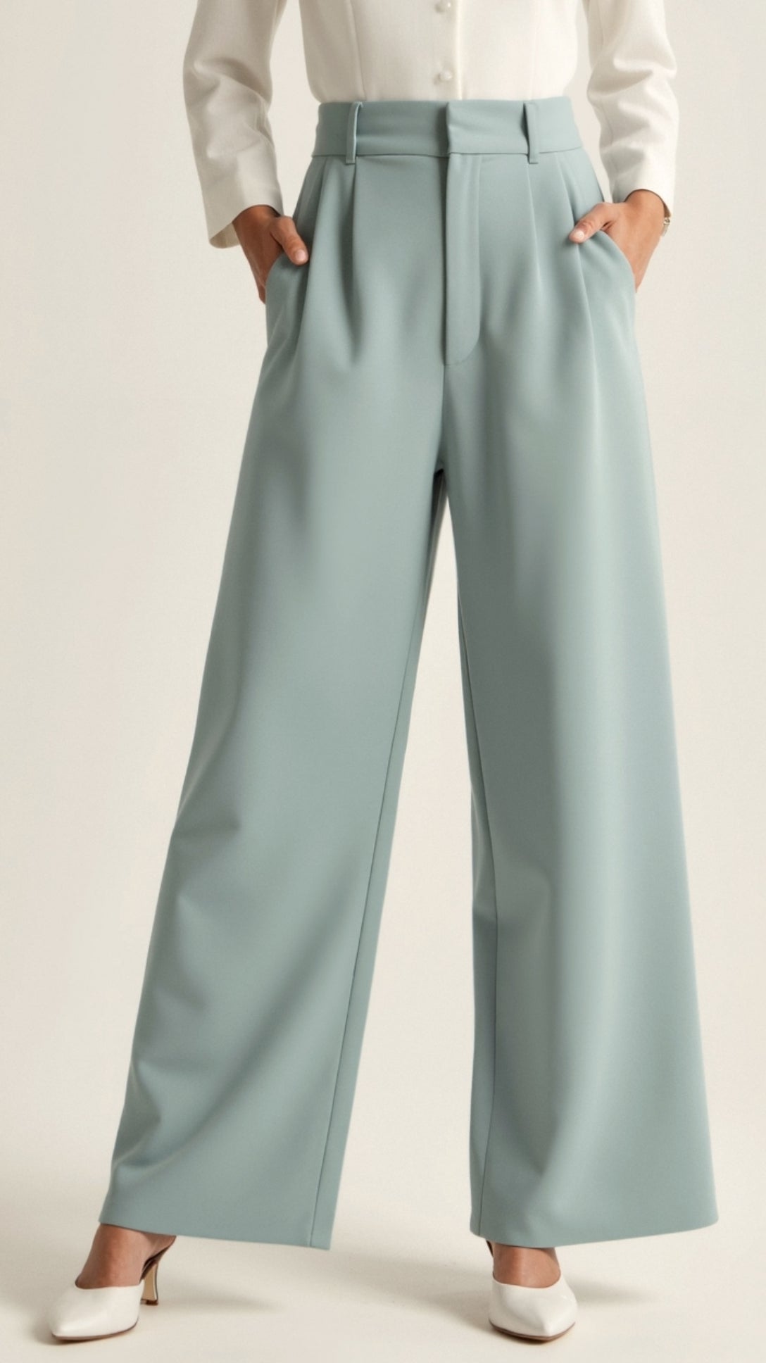 Comfortable High Waist Wide Leg Women's Trousers