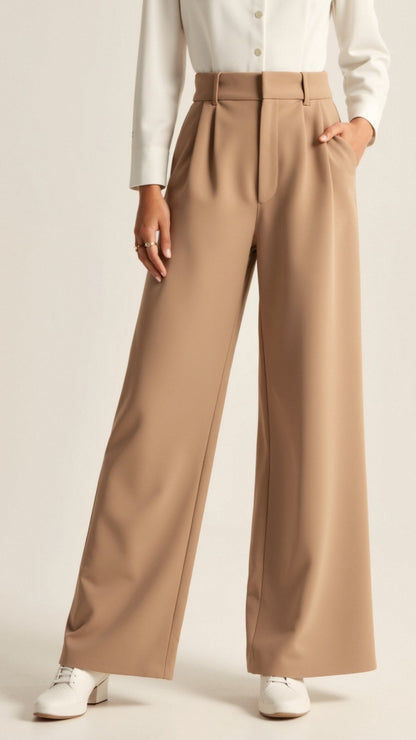 Comfortable High Waist Wide Leg Women's Trousers