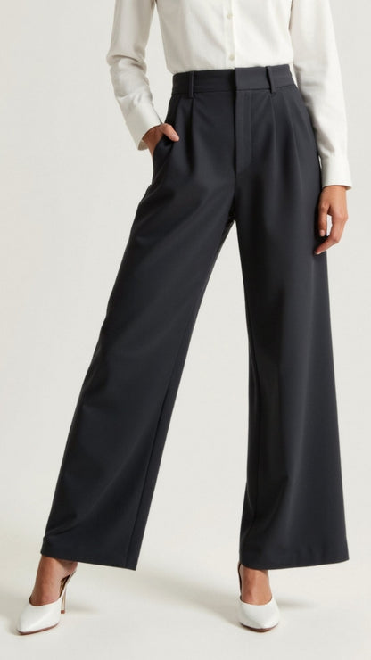 Comfortable High Waist Wide Leg Women's Trousers