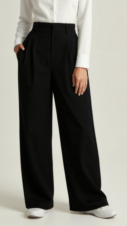 Comfortable High Waist Wide Leg Women's Trousers