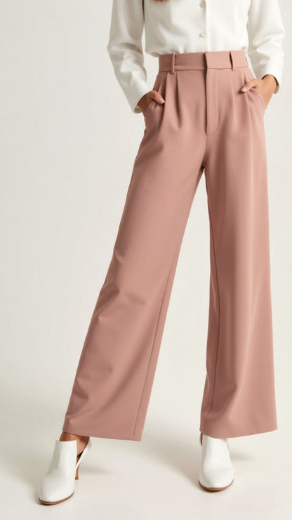 Comfortable High Waist Wide Leg Women's Trousers