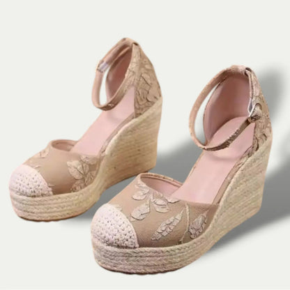 Comfortable Womens Floral Espadrille Wedge Sandals - Nocini
