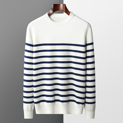 Classic Textured Stripe Crew Neck Sweater