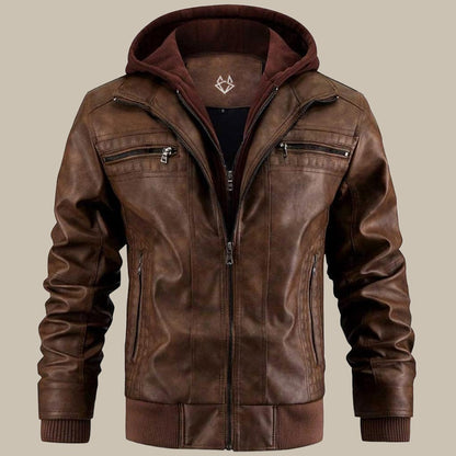 Faux Leather Parka Hoodie Jacket