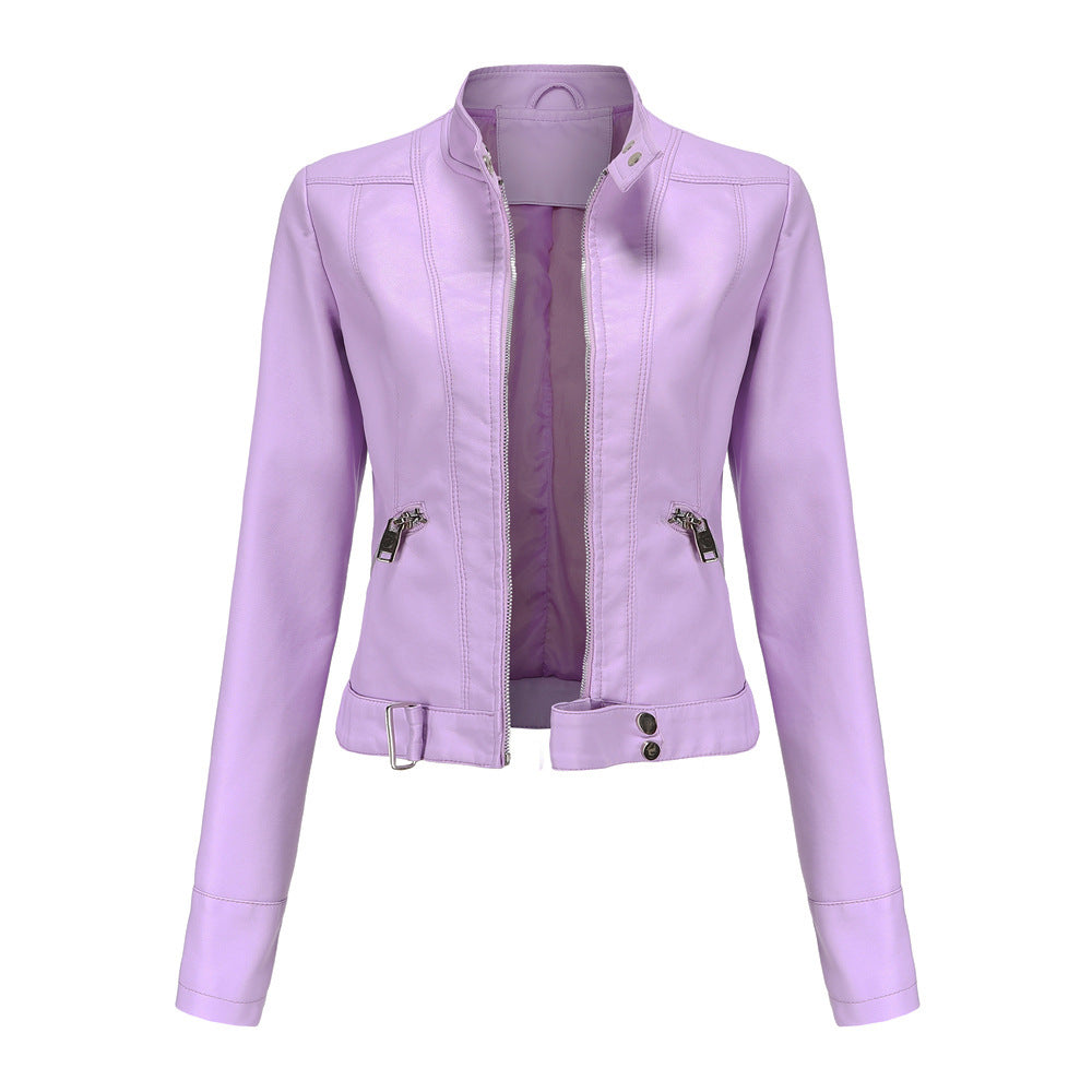 Classic Biker Leather Jacket with Zip Up Design