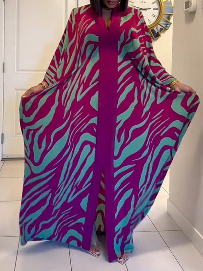 Colorful Animal Print Kimono Maxi Dress