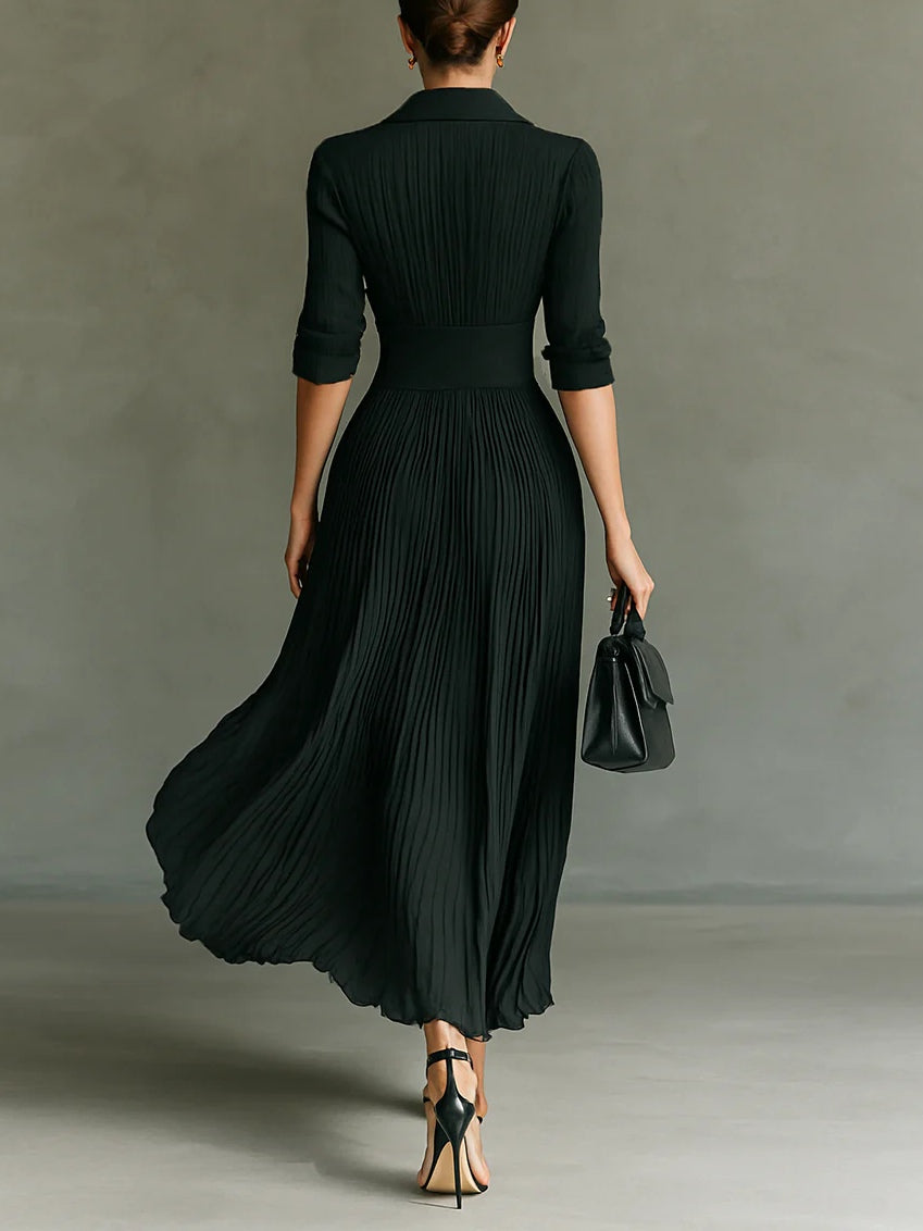 Flowy Ruffled Long Sleeve Maxi Dress with Cinched Waist