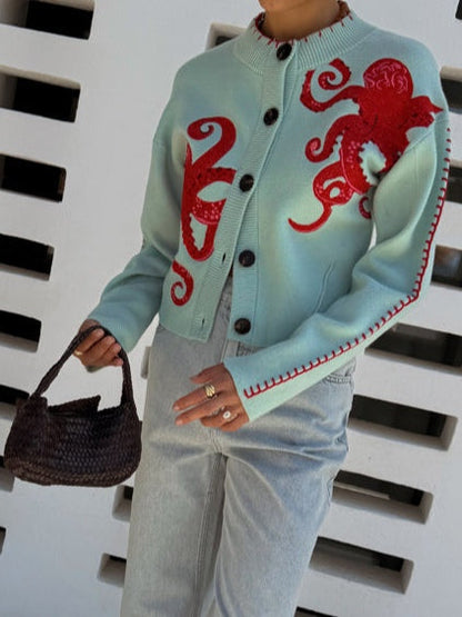 Colorful Octopus Print Sweater