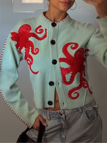 Colorful Octopus Print Sweater